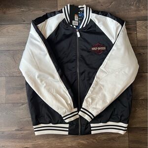 Harley Davidson Men's Club Crew Bomber Varsity Jacket Black Size Extra Large